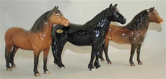 A collection of nine Beswick horses, late 20th century, average length 21cm